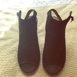 Lucky Brand black open toe booties size 6 1/2